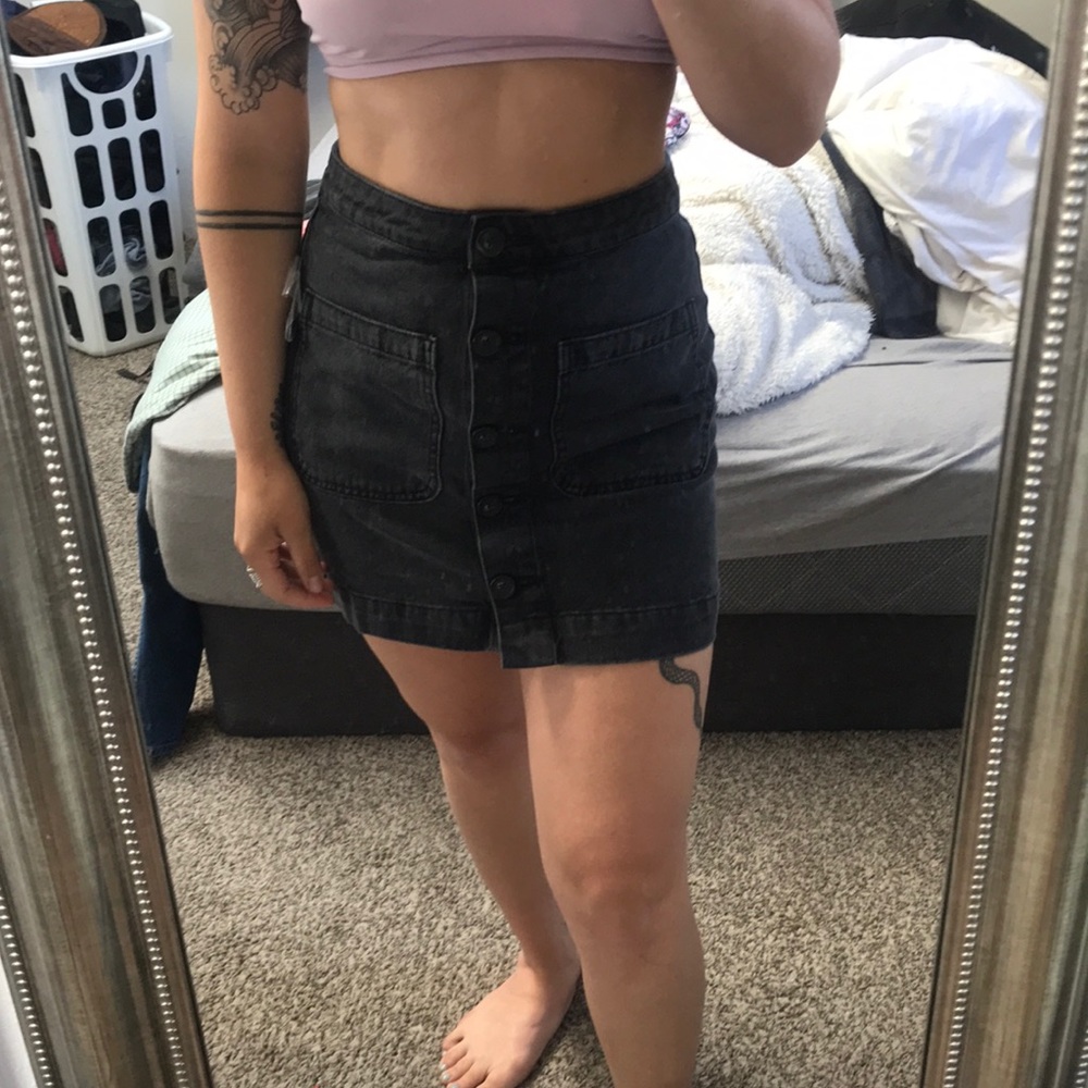 Free people black denim skirt